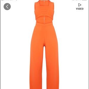 PrettyLittleThing Orange Cut Out Jumpsuit